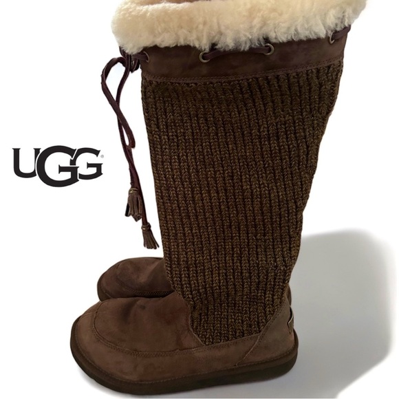 UGG Suburb Crochet Knit Slouch Suede Boots women’s size 8 - Picture 2 of 16